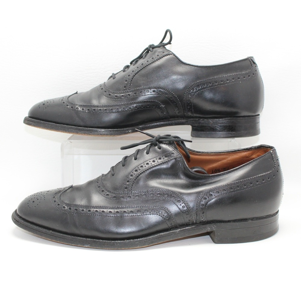 Johnston & Murphy Aristocraft Black Leather Wingtip Oxford Shoes Mens 10.5 D/B